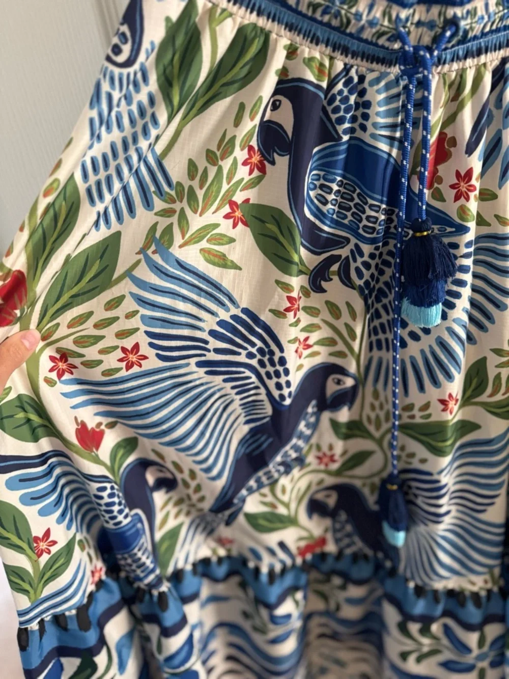 Farm Rio Blue Parrot Print Midi Dress – Limited Edition – Size L - Picture 7 of 7